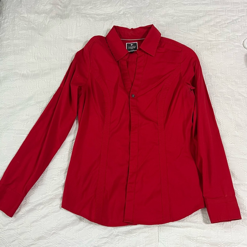 Express Red Casual Button Down Shirt